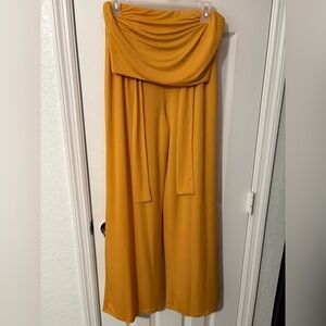 Set of 2-Wide-Leg Mustard two piece set with Sash
